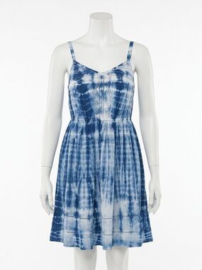Torrid Blue Tie Dye Boho Sundress Lace Trim Sleeveless Mini Size 00